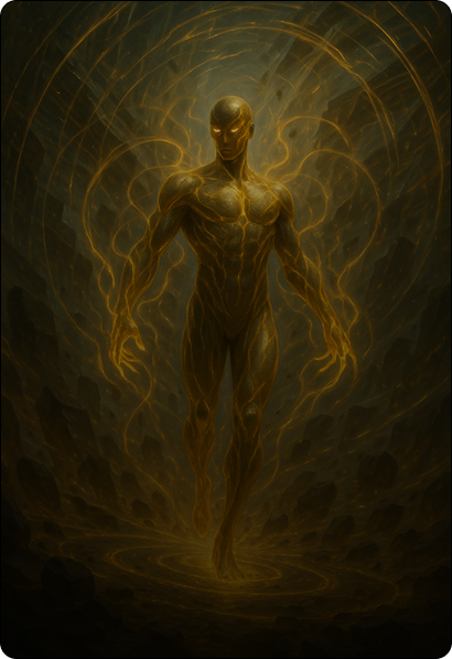 Golden Warrior, World Evolver, turned hunter of hybrids.